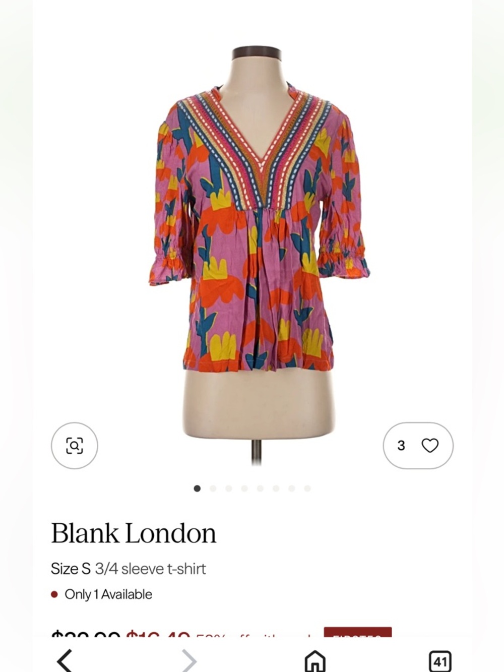 V-Neck Floral Peasant Blouse Anthro - Pink Multicolor